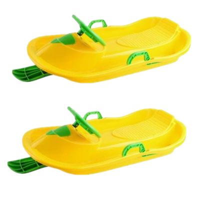 Winter Children's Sledges, Frost-Resistant and Wear-Resistant Sledges, Two-Person Padded Sledges, Sledges with Steering Wheels, Sledges with Brakes