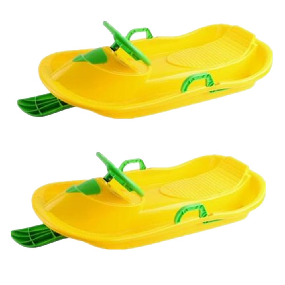 Winter Children's Sledges, Frost-Resistant and Wear-Resistant Sledges, Two-Person Padded Sledges, Sledges with Steering Wheels, Sledges with Brakes