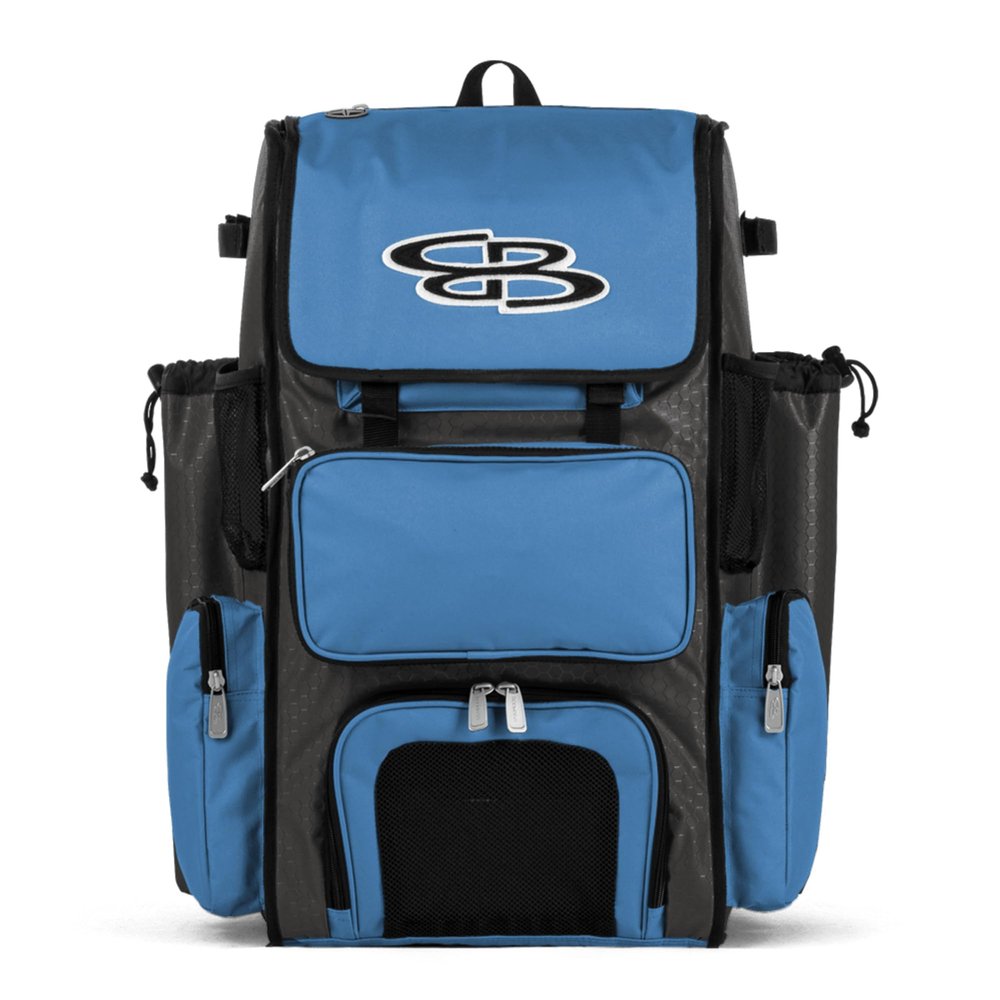 Boombah Superpack Bat Pack - Backpack Version (no wheels) - Holds up to 4 Bats - BPSPC23 Charcoal/Columbia - For Baseball or Softball