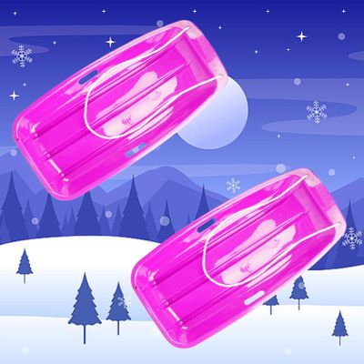Children's Double Sledge, Plastic Sledge Board, Sledge with Pull Rope, Winter Sledge, Thickened Wear-Resistant Sledge