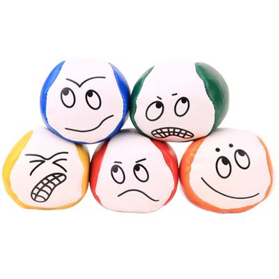 Small Cartoon Expression Sandbag, PU Material Kid's Tailgating Toss Games Props Round Sand Bag (5pcs