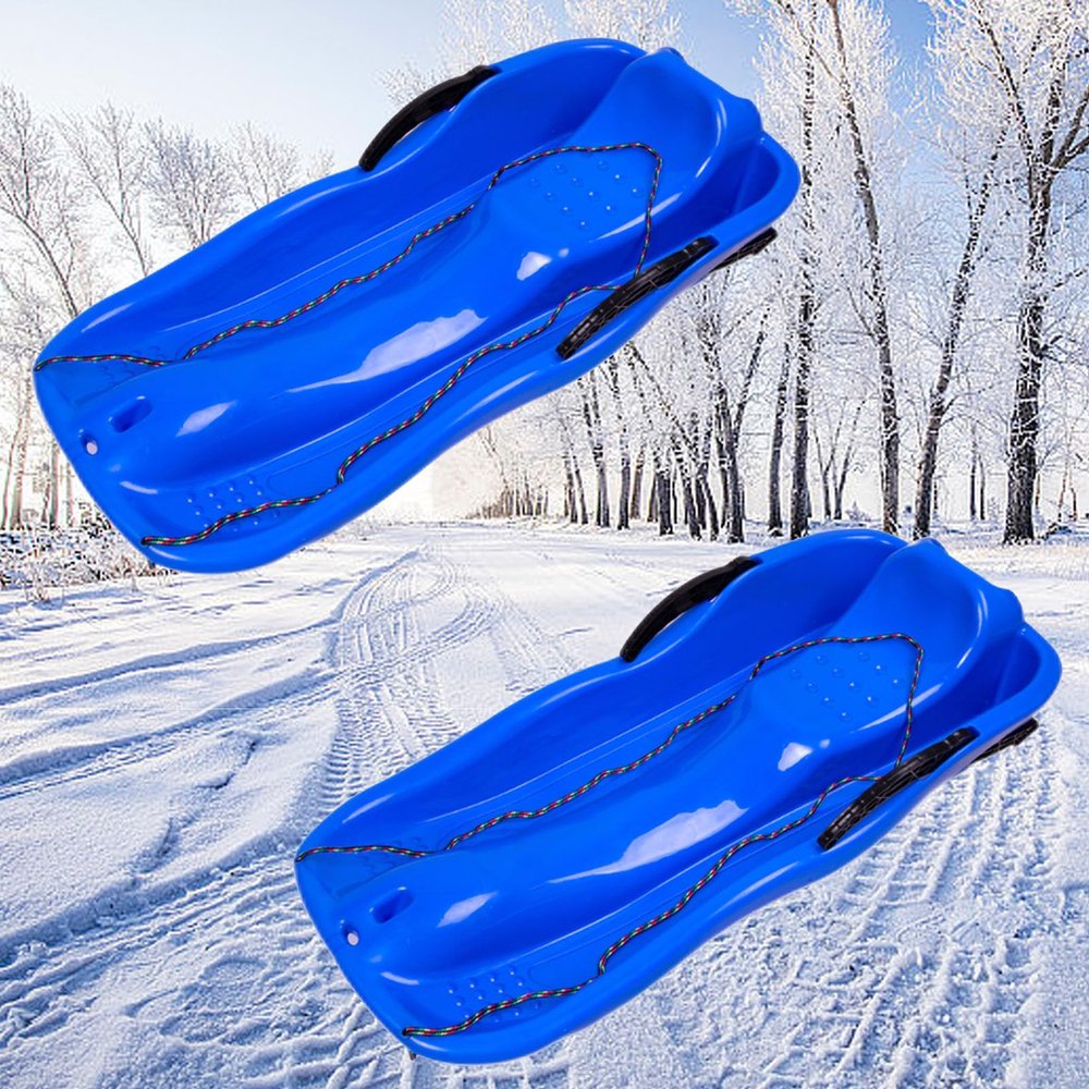 Children's Sledge, Two-Person Sledge, Frost-Resistant and Hard-Wearing Sledge, Thickened Winter Sledge, Sledge with Backrest and Pull Rope