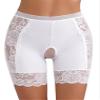 Hularka Women's Lace Trim Boy Shorts Underwear High Waist Hollow Out Safety Shorts Underpants White X-Large view 1