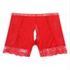 Hularka Women's Lace Trim Boy Shorts Underwear High Waist Hollow Out Safety Shorts Underpants Red X-Large view 4