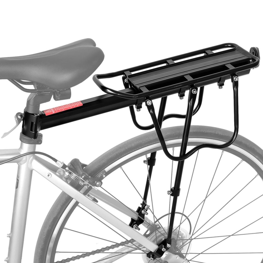 Rear Bike Rack Bike Cargo Rack 110-135Lb Capacity Bike Rear Rack Universal Adjustable Bike Back Rack, Cycling Equipment Stand Footstock with Reflective Logo