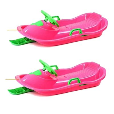 Winter Children's Sledges, Frost-Resistant and Wear-Resistant Sledges, Two-Person Padded Sledges, Sledges with Steering Wheels, Sledges with Brakes
