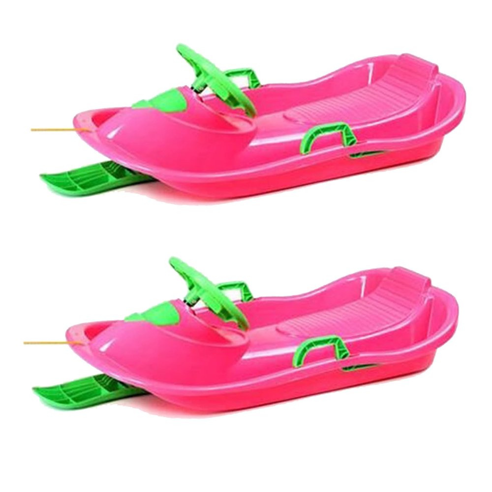 Winter Children's Sledges, Frost-Resistant and Wear-Resistant Sledges, Two-Person Padded Sledges, Sledges with Steering Wheels, Sledges with Brakes