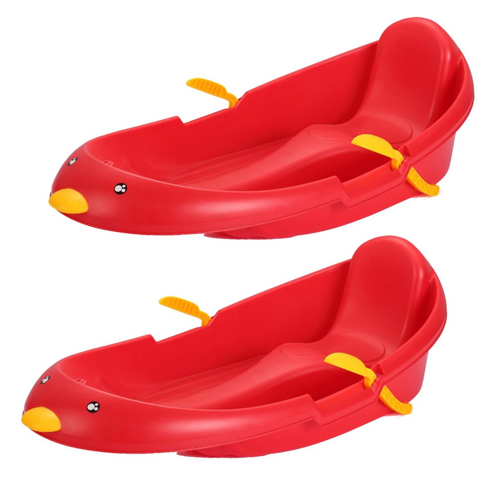Plastic Sledges, Winter Sledges, Children's Skis, Sledges with Backrest, Sledges with Brake Pull Rope, Thickened Wear-Resistant Sledges