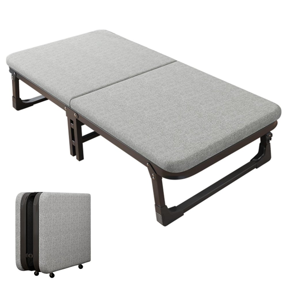 YVYKFZD Portable Camping Cots for Adults, Folding Camping Bed, Comfortable Sleeping Cots with Mattress, Spinner Wheels, Supports 330 lbs (Size : 185x60x38cm)