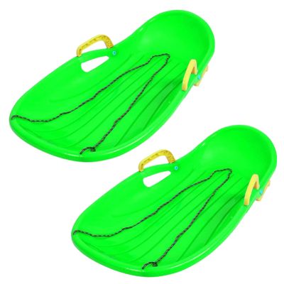 Winter Double Sled, Thick Plastic Sled, Children's Sled, Sled with Brake and Pull Rope, Double Handle Sled