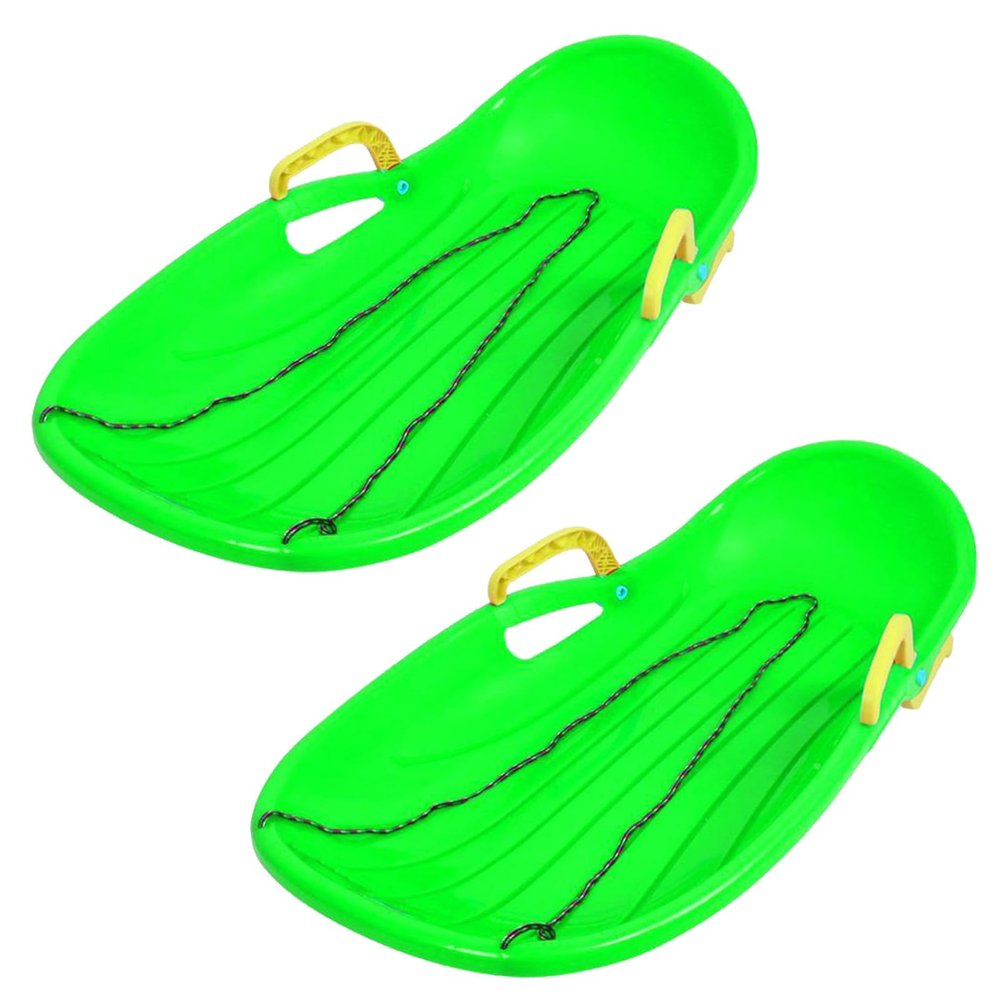 Winter Double Sled, Thick Plastic Sled, Children's Sled, Sled with Brake and Pull Rope, Double Handle Sled