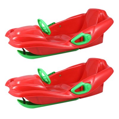 Children's Sledges, Thickened Double Sledges, Sledges with Backrests, Plastic Sledges, Double-Handle Sledges