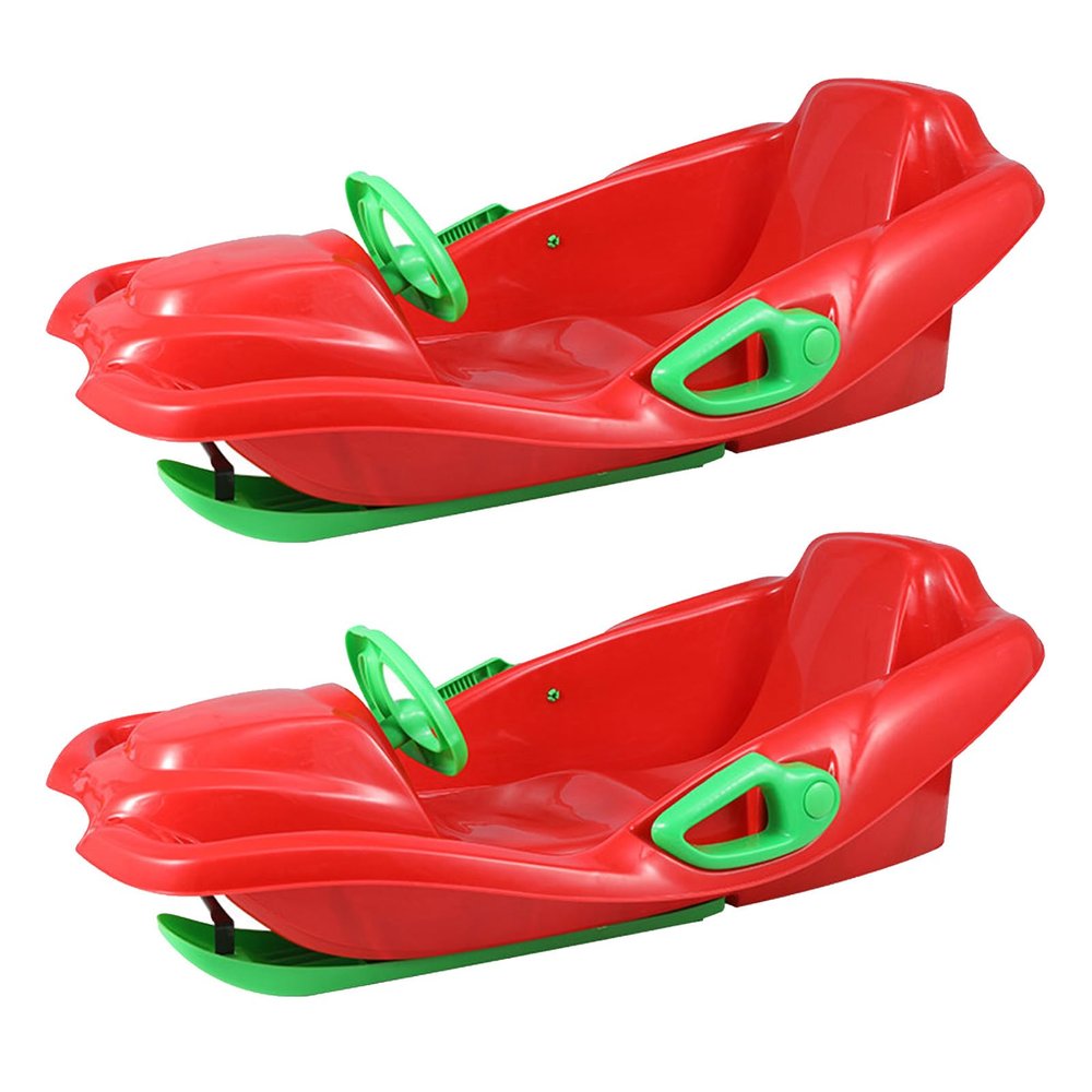 Children's Sledges, Thickened Double Sledges, Sledges with Backrests, Plastic Sledges, Double-Handle Sledges