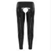 Lejafay Womens Sexy Patent Leather Long Pants Crotchless Trousers Pole Dance Bottoms Latex Leggings Long Black A Large view 3