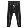 Lejafay Womens Sexy Patent Leather Long Pants Crotchless Trousers Pole Dance Bottoms Latex Leggings Long Black A Large view 4