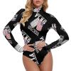 Stand for Me Kneel for Cross US Patriot Women's Long Sleeve Bodysuit Turtleneck Tops Stretch Jumpsuit T Shirts 2XL view 1