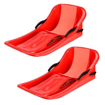 Double Thickened Sledge, Double Handle Children's Sledge, Sledge with Backrest, Frost-Resistant and Wear-Resistant Sledge, Winter Sledge
