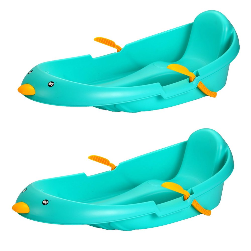 Plastic Sledges, Winter Sledges, Children's Skis, Sledges with Backrest, Sledges with Brake Pull Rope, Thickened Wear-Resistant Sledges