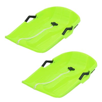 Winter Sledges, Thick Wear-Resistant Sledges, Children's Sledges, Sledges with Brakes and Pull Ropes, Double-Handled Sledges