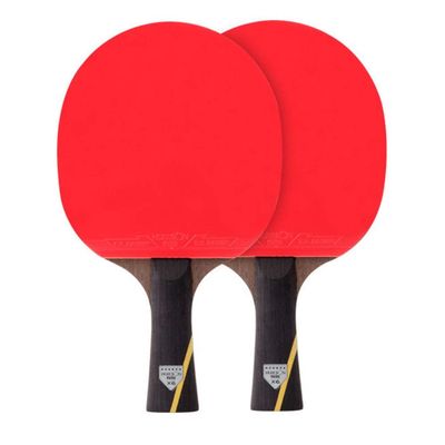 2PCS Ping Pong Racket/Table Tennis Bats 6-Star Double-Sided Reverse Adhesive Suitable for Lntermediate and Beginner/As Shown/Long Handle (As Shown Long Handle)