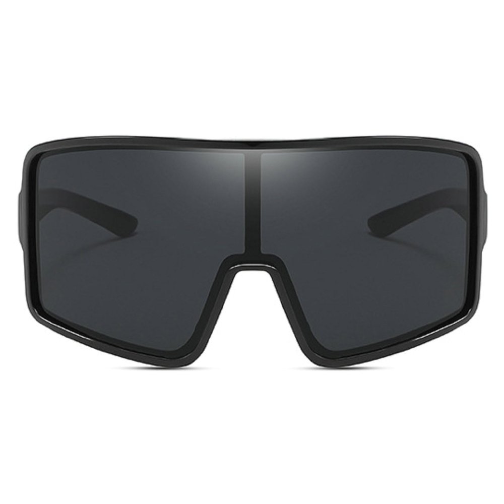 mincl Oversized Wrap Around Sport Sunglasses for Women Men, Futuristic Curved Lens Shades, Y2K Trendy Shield Sun Glasses (black)