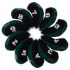Andux Number Print Golf Iron Club Head Covers with Transparent Window 10pcs/Set Black/Dark Green view 1