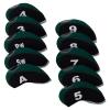 Andux Number Print Golf Iron Club Head Covers with Transparent Window 10pcs/Set Black/Dark Green view 2