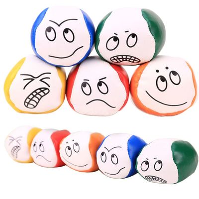 Small Cartoon Expression Sandbag, PU Material Kid's Tailgating Toss Games Props Round Sand Bag (10pcs of 5 Colors)