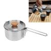 Topyond 1L Stainless Steel Portable Camping Cookware Pot, Foldable Handle, Hiking Backpacking Picnic Gear, Bushcraft Cooking view 1