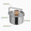 Topyond 1L Stainless Steel Portable Camping Cookware Pot, Foldable Handle, Hiking Backpacking Picnic Gear, Bushcraft Cooking view 2