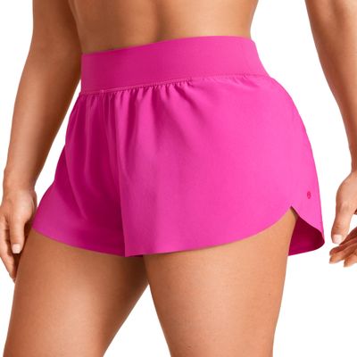 CRZ YOGA High Waisted Split Running Shorts for Women 3" - Comfy Mesh Liner for Workout Athletic GymTrack Quick Dry Hibiscus Purple Medium
