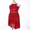 FEESHOW Girls Sequined Sleeveless Ballet Contemporary Lyrical Dance Dress Leotard Irregular Skirt Costumes Burgundy 6 Years view 3