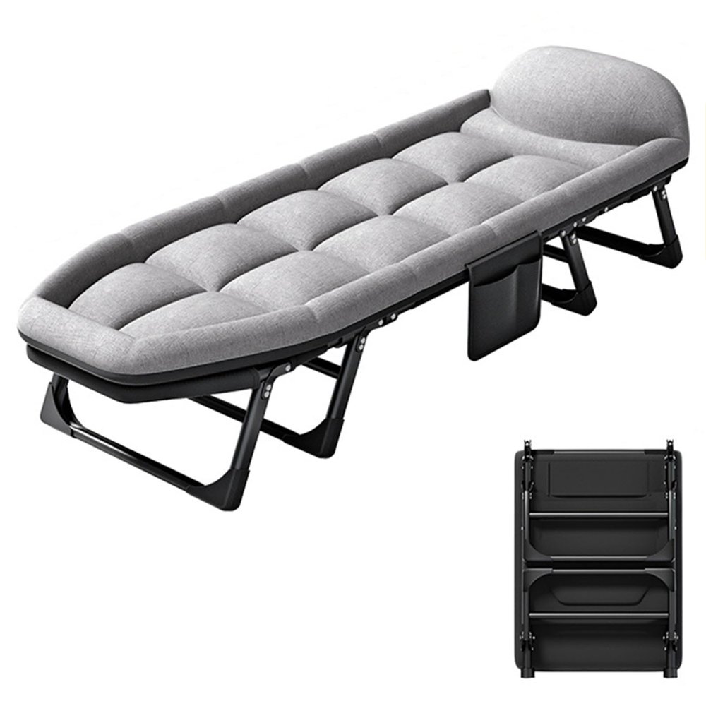 YVYKFZD Camping Cots for Adults, 6-Position Folding Camping Bed, Portable Sleeping Cots with Cushion Comfortable, Side Pockets, Supports 264.5 lbs (Size : 200x70x40cm)