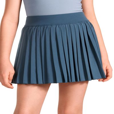 CRZ YOGA Girls Feathery-Fit Soft Athletic Pleated Skirts - Tennis School Casual Skorts with Pockets Liner Kids Teen Stelindigo X-Large