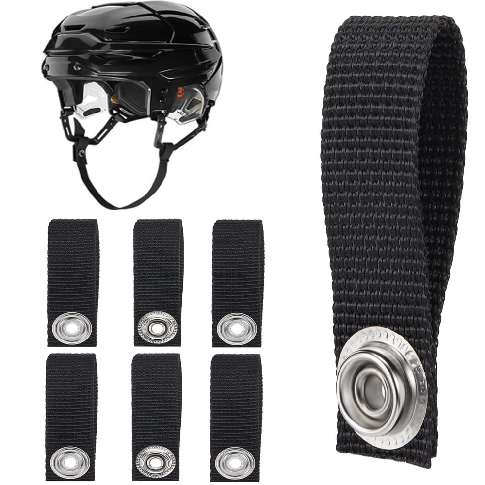 LJHYSD Hockey Helmet Chin Strap with Single Snap Detachable Helmet Loops Hockey Replacement Chin Strap Hockey Helmet Accessory,Black,6 Pack