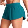 CRZ YOGA High Waisted Split Running Shorts for Women 3" - Comfy Mesh Liner for Workout Athletic GymTrack Quick Dry Borealis Green Large view 1