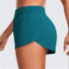 CRZ YOGA High Waisted Split Running Shorts for Women 3" - Comfy Mesh Liner for Workout Athletic GymTrack Quick Dry Borealis Green Large view 3