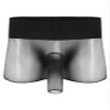 YiZYiF Men's See Through Mesh Boxer Briefs Elephant Nose Open Closed Sheath Panties Shorts Underwear Black&Opening Sheath One Size