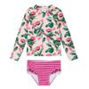 upandfast Toddler and Little Girl's Swimwear UV Protection Long Sleeve 2 Piece Rashguard (Green Pink, 5 Years) view 1