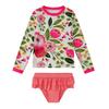 upandfast Girl's Long Sleeve Rashguard UPF 50+ Two Piece Swimwear Set (Rose Flower, 5 Years) view 1