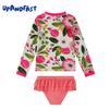 upandfast Girl's Long Sleeve Rashguard UPF 50+ Two Piece Swimwear Set (Rose Flower, 5 Years) view 2