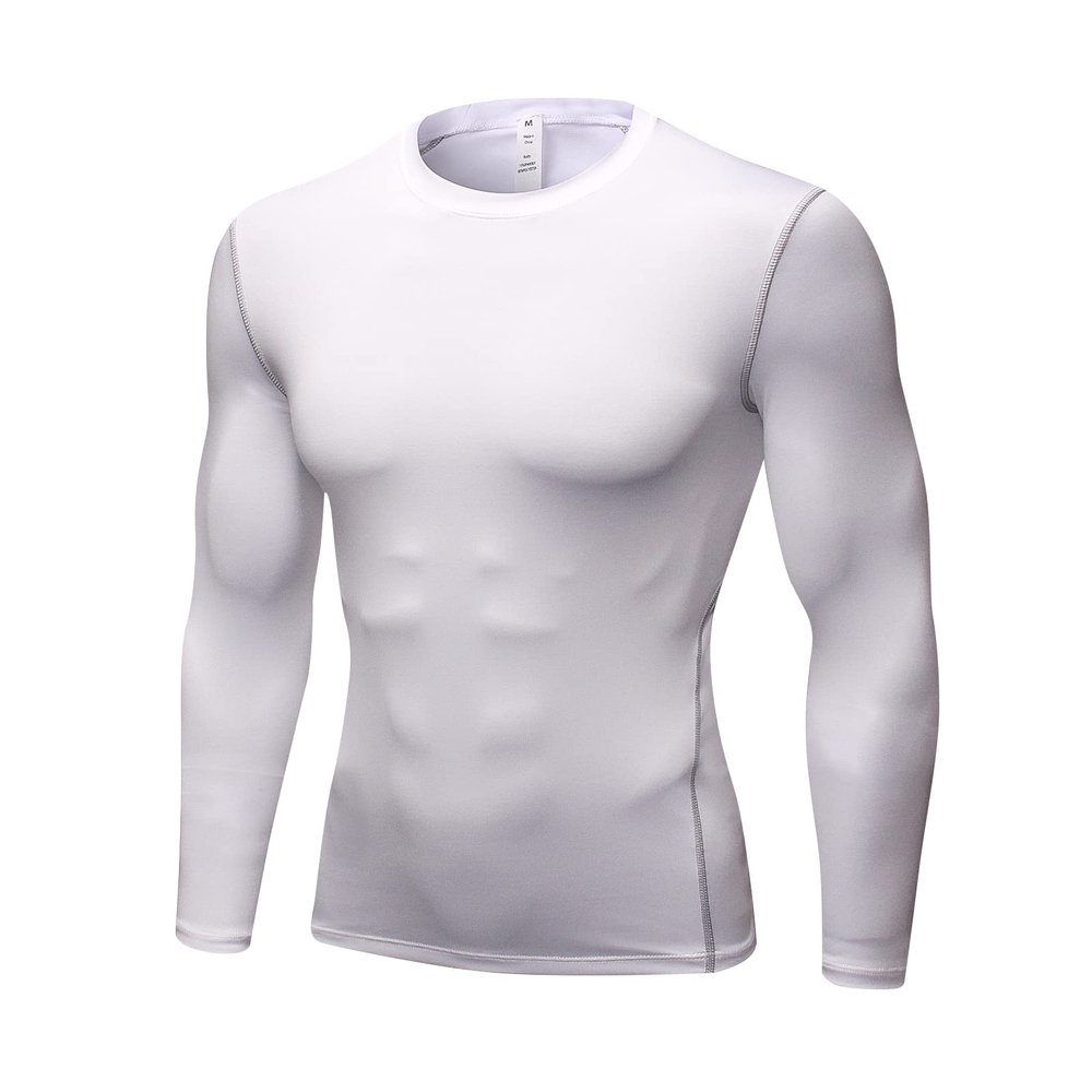 LEICHR Men's Athletic Compression Shirts Black Long Sleeve Cool Dry Workout Running Tops Baselayer Undershirts