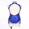 Sinleey Women Shiny Sequin Tassel Fringe Latin Jazz Dance Leotard Bodysuit Backless Gymnastics Leotard RoyalBlue X-Large view 4