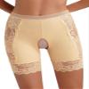 Hularka Women's Lace Trim Boy Shorts Underwear High Waist Hollow Out Safety Shorts Underpants Nude XX-Large view 2
