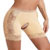 Hularka Women's Lace Trim Boy Shorts Underwear High Waist Hollow Out Safety Shorts Underpants Nude XX-Large view 3