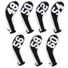 Andux 7Pack Golf Wedge Irons Club Head Covers Degree NO. on Both Sides Long Neck with Zipper Black/White view 2