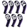 Andux 7Pack Golf Wedge Irons Club Head Covers Degree NO. on Both Sides Long Neck with Zipper Black/Purple view 1