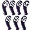 Andux 7Pack Golf Wedge Irons Club Head Covers Degree NO. on Both Sides Long Neck with Zipper Black/Purple view 2