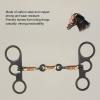 Horse Snaffle Bit, Carbon Steel Copper Ring, Western Style Leaf Pattern Horse Mouth Snaffle, Anti Biting Mouth Bit, Snaffle Bit Horse Bit Buckle for Horse Farm Outdoor Training view 3