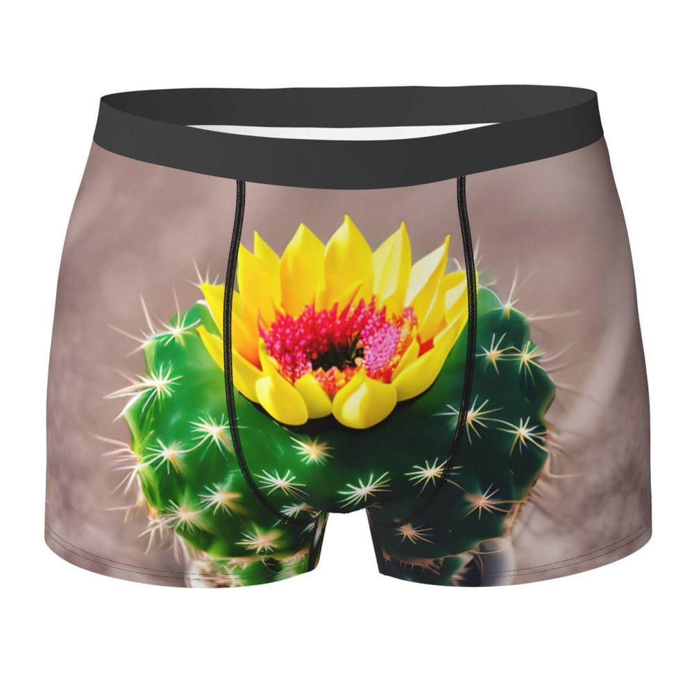 Blooming Cactus Premium Elastic Men'S Boxer Briefs,Comfortable And Breathable Men'S Underwear